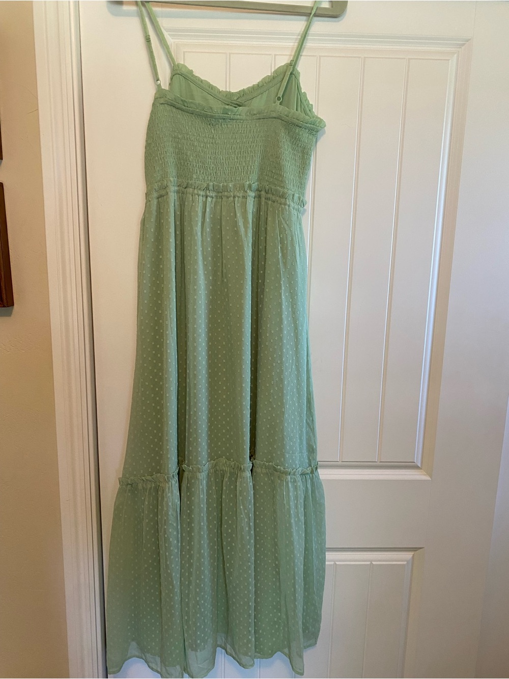 Patrons of Peace Quiet Green Smocked Midi Dress - Picture 6 of 6